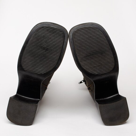 Vintage Nine West Distressed Leather Chunky Y2K Buckle Boots US 9 Women's - Picture 5 of 5